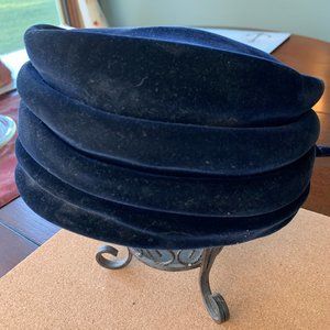 Vintage Navy Velvet Hat